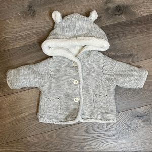 BabyGAP Baby Bear Sherpa Lined Hoodie- Gray size 0-3 months